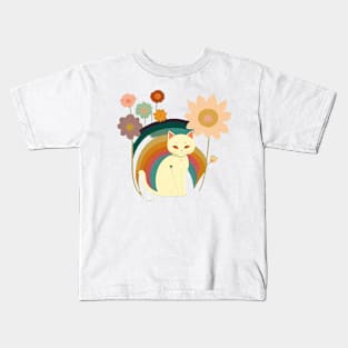 Kitkat and the flowers Kids T-Shirt